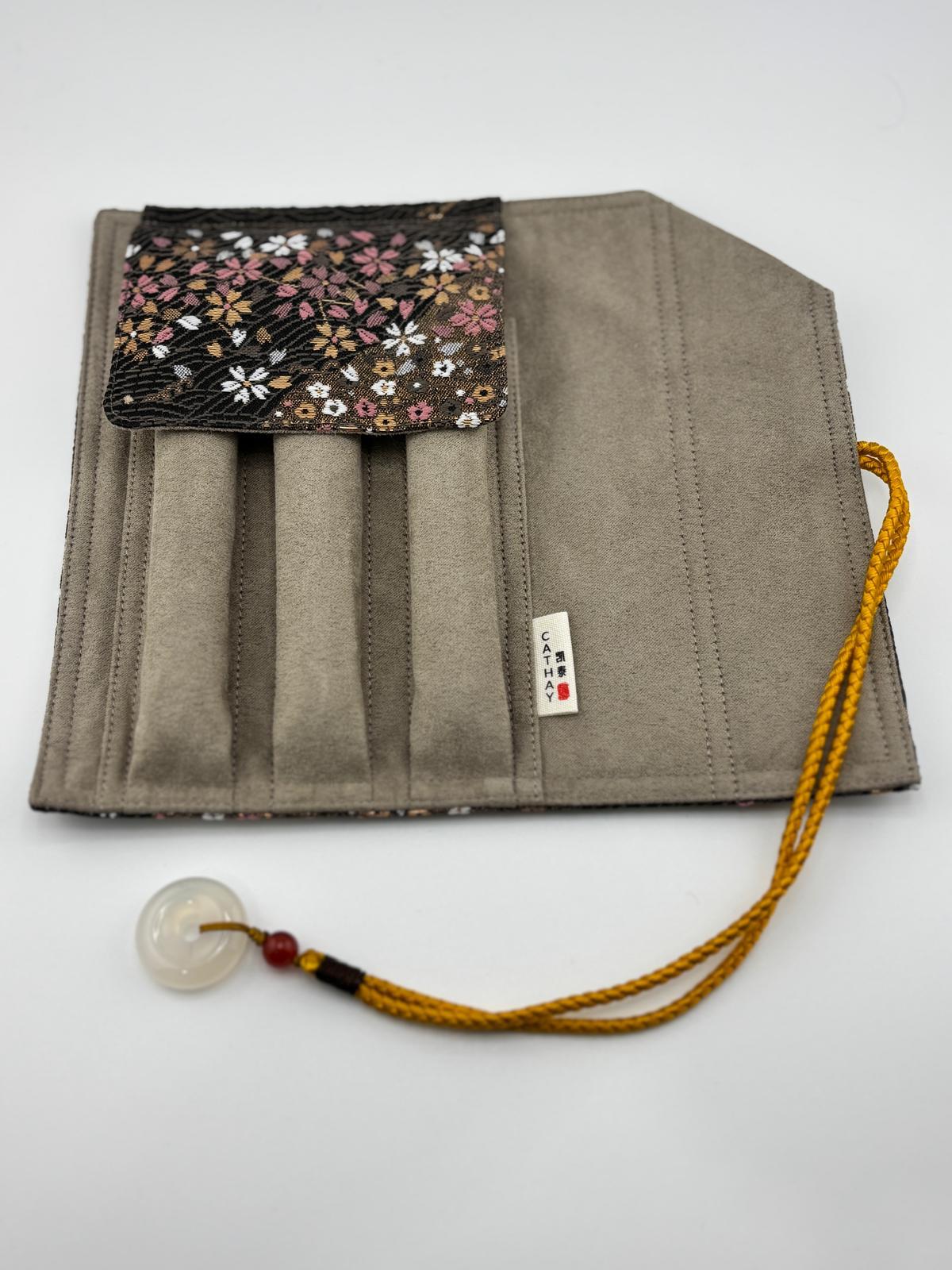 Hand-Made Silk Pen Pouch - In Rippling Sakura 流水小櫻