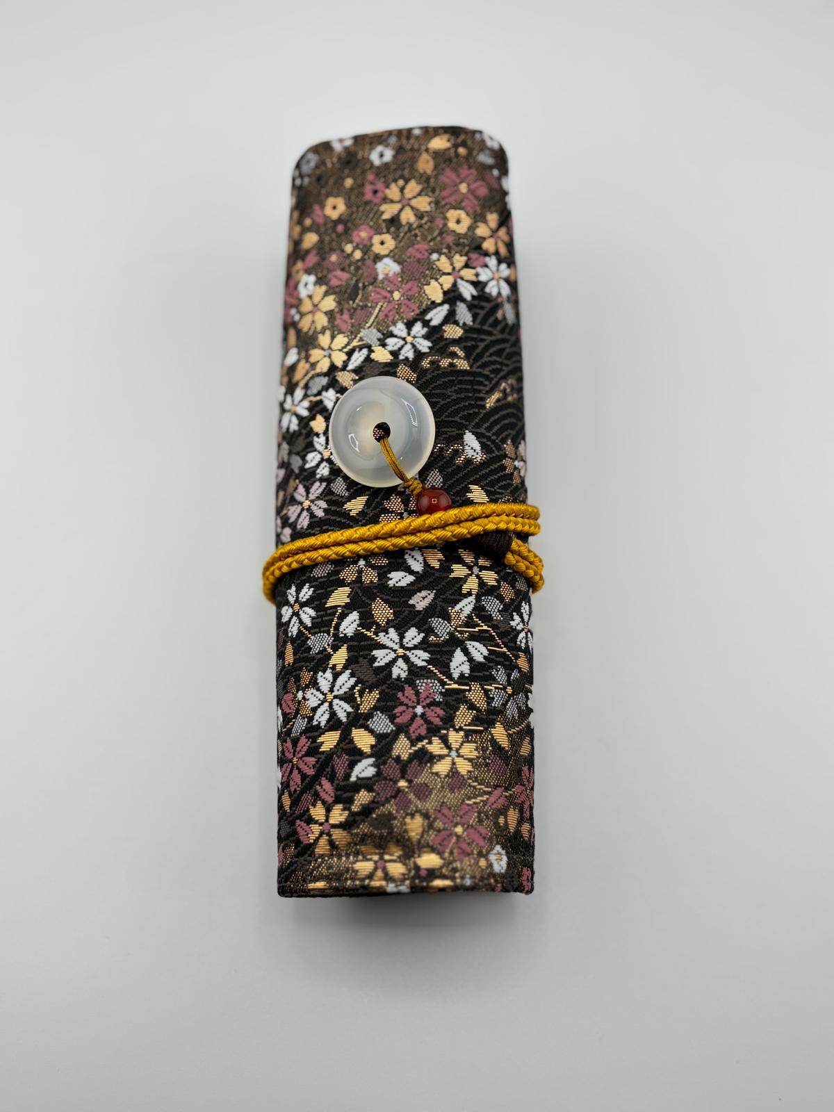 Hand-Made Silk Pen Pouch - In Rippling Sakura 流水小櫻