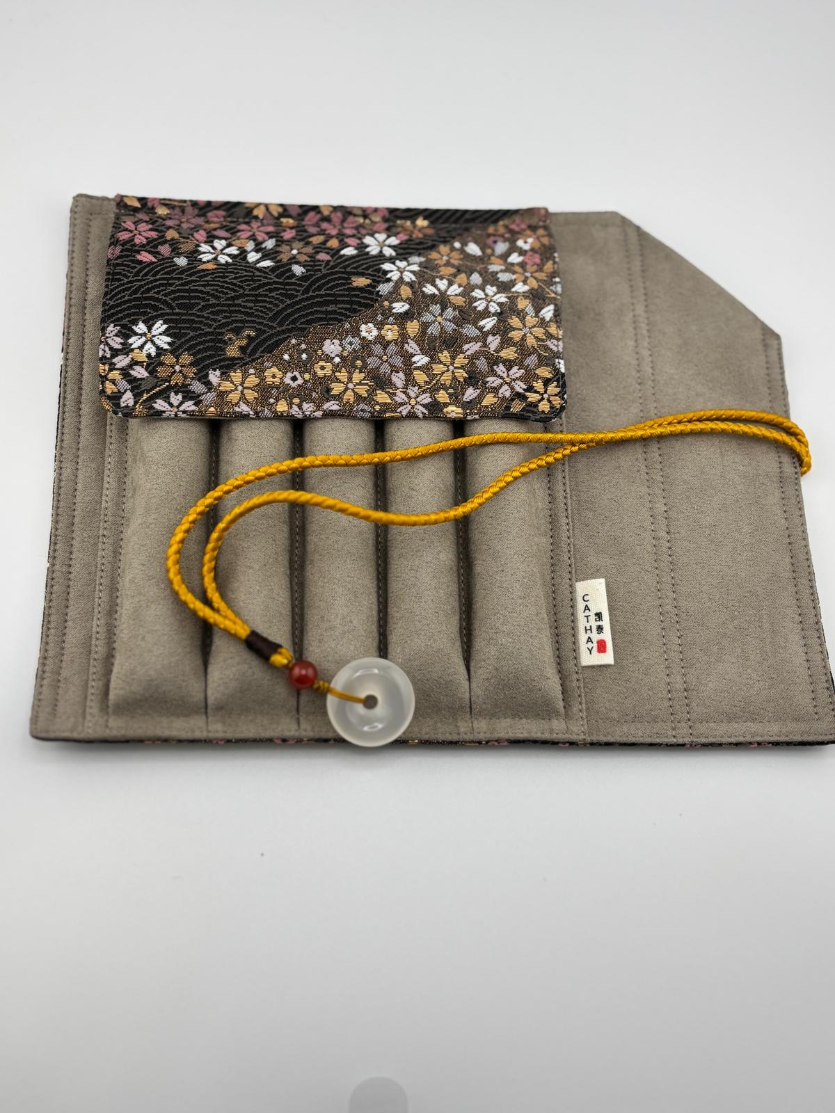Hand-Made Silk Pen Pouch - In Rippling Sakura 流水小櫻