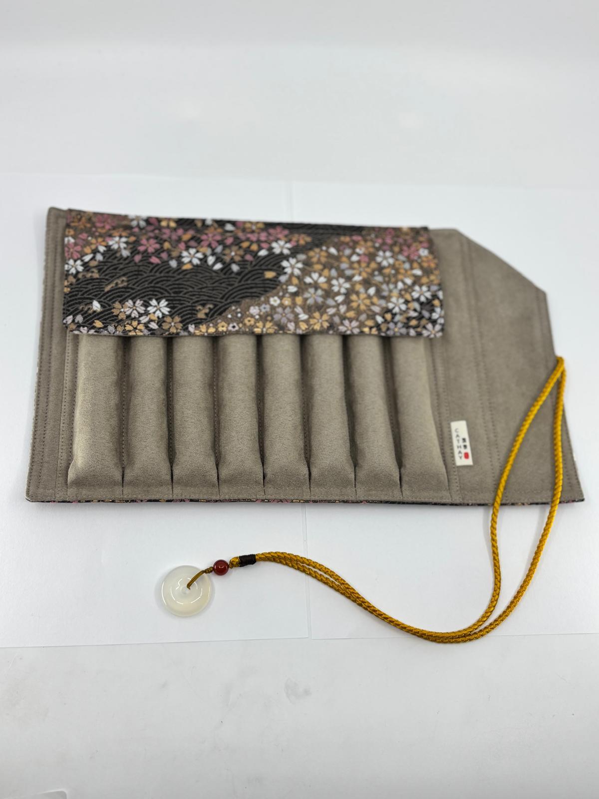 Hand-Made Silk Pen Pouch - In Rippling Sakura 流水小櫻