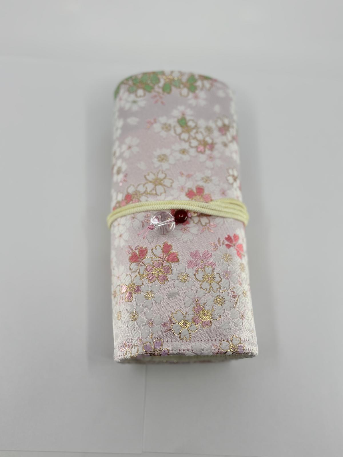 Hand-Made Silk Pen Pouch - In Snowlit Bloom 彩櫻若雪